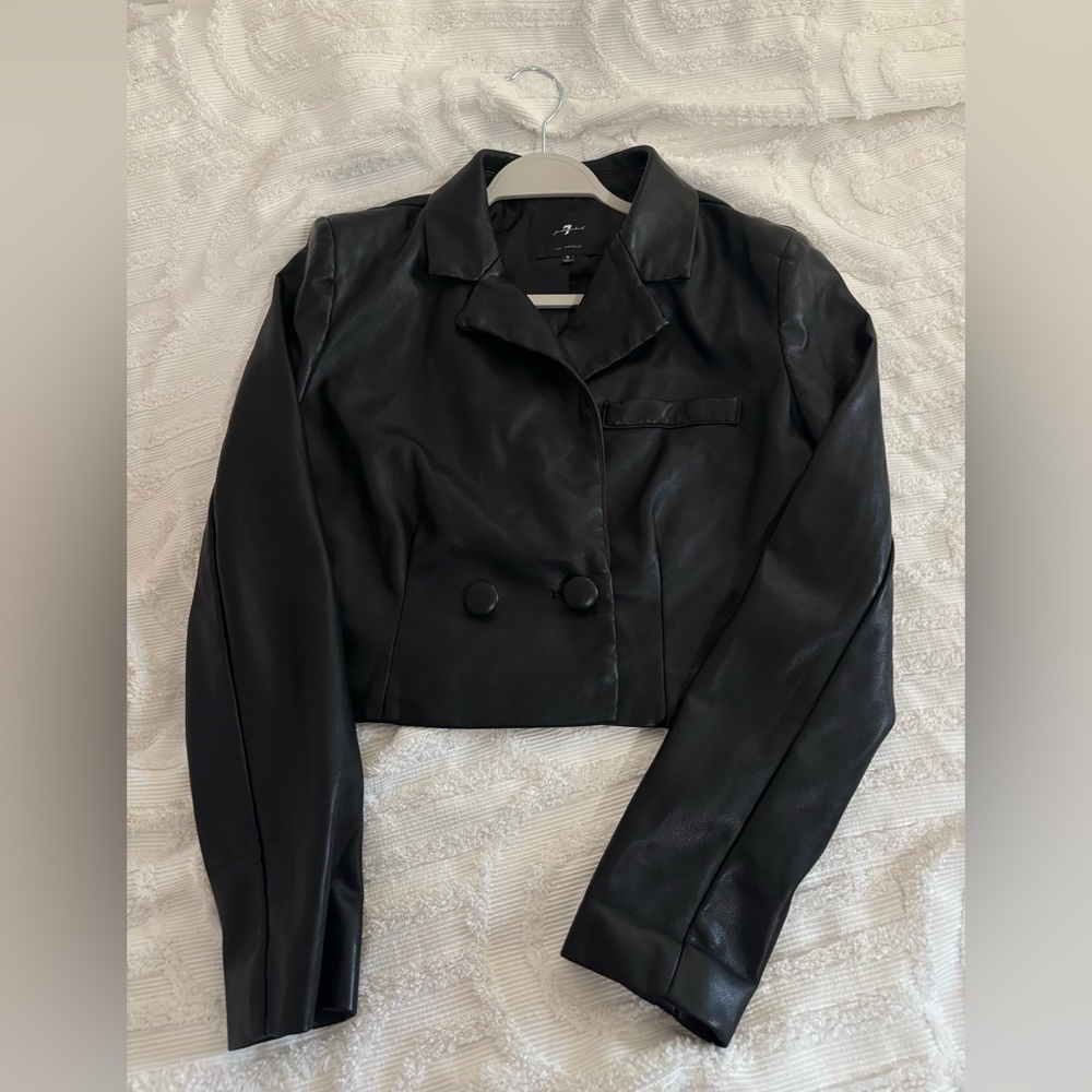 7 For All Mankind Black Faux Leather Jacket